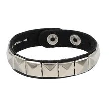 1 cm Wristband of PU Leather with SQUARE Shaped Metal Rivets - NQ3340-YX 1 - www.maskulo.berlin Local City Store