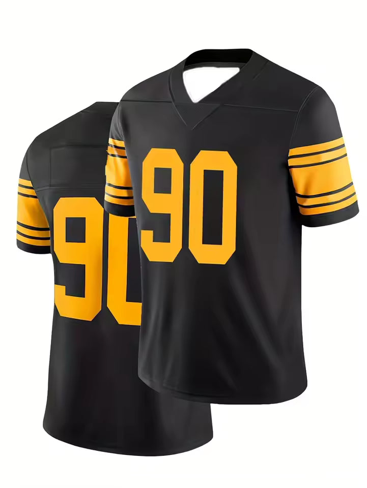 T-Shirt '90' Of Polyester. Black + Yellow