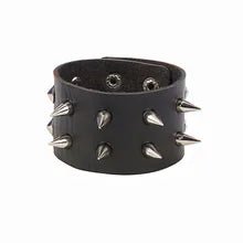 5 cm PU Leather Wristband with thin Spikes - NQ3334-YX 1 - www.maskulo.berlin Local City Store