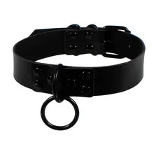 Black choker necklace with punk gothic style for cosplay, role-playing, and parties.