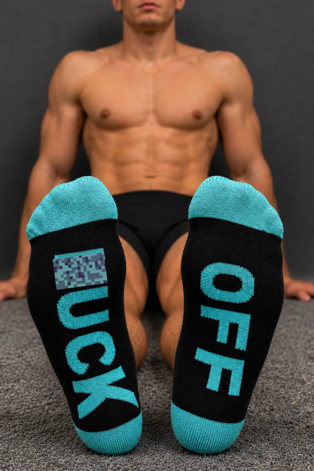 F_CK OFF Crew Socks. Blue Turquoise