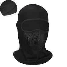 Maskulo NQ1314 Black Spandex Balaclava for motorcycle riding, tactical activities, and role-playing, featuring a fancy front pad.