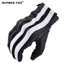 Maskulo NQ3311 Hype Biker Gloves in black/white PU leather with velcro closure, for motorcycle and bicycle riding.