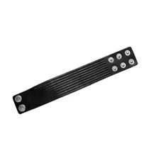 Maskulo NQ3330 black/silver 4cm PU leather wristband with snap buttons, a stylish hand accessory for cosplay, daily wear, parties, walking, or travel.