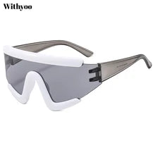 Maskulo NQ1396 white sunglasses with black lenses, massive plastic frame, cycling style, windproof, made of PVC/Acryl. Ideal for biking, daily wear, parties, running, travel, and walking.