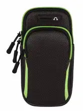 Maskulo NBG332 Biceps Smartphone Bag - Black/Green Nylon, 3 zippered compartments, ideal for gym, running, party.
