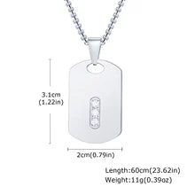Maskulo Berlin Triple Stone Dog Tag Necklace with a silver finish.