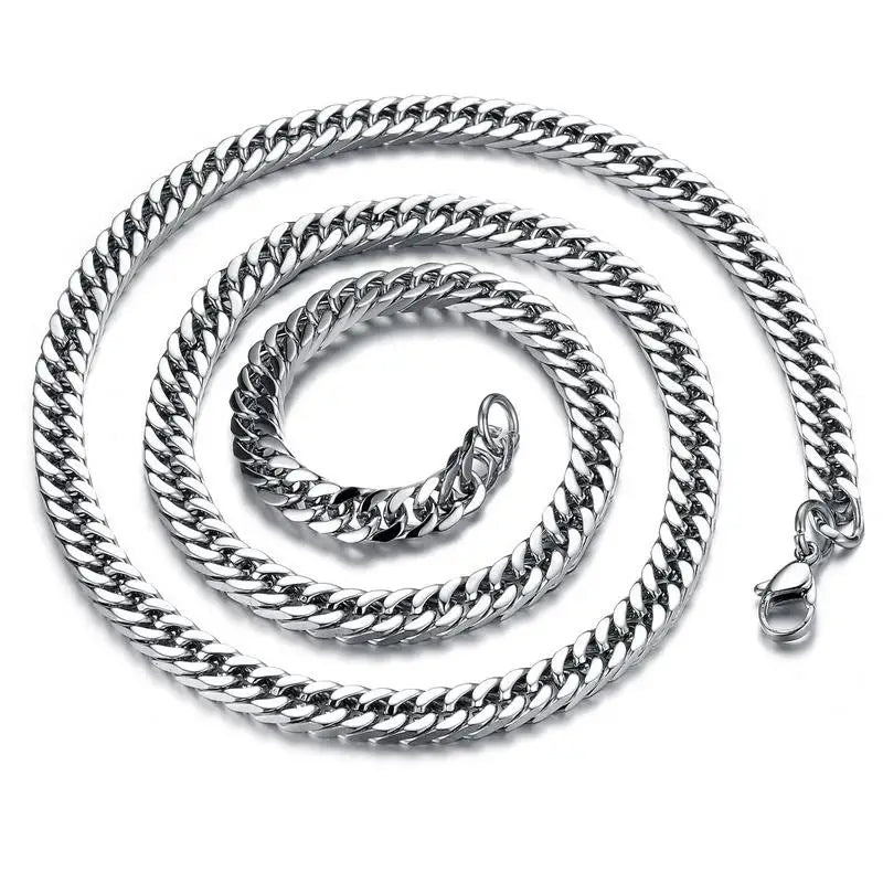 Silver Stainless Steel Cuban Link Chain for a bold statement.