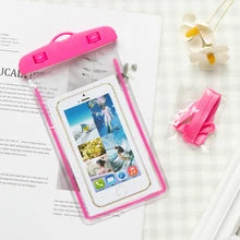 Maskulo NBG318 Transparent Pink Waterproof PVC Smartphone Neck Bag for Gym, Travel, Sports.