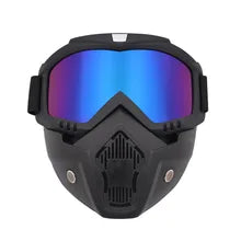 Maskulo NQ1452 Tactical Plastic Face Mask with Acryl Visor in gradient blue-purple/black for anti-impact shooting, cosplay, and tactical activities.