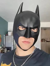 Maskulo NQ1370 Black Batman Full Head Mask, soft PVC, fits S-L, ideal for parties, games, and bedroom games.