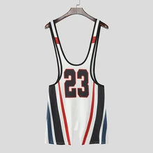 Maskulo NWS335 Mid-Cut Wrestling Singlet '23' in white, black, and red, made of quick-dry Polyester/Spandex, for sports, gym, or casual wear.