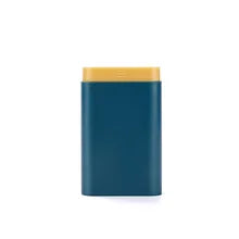 Maskulo NCS316 Plastic Travel Mini Pill Container in blue and yellow with a drawer, ideal for travel.