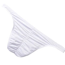 Maskulo NBR313 White Silky Mini Briefs for men, elegant and sexy, made from Polyester/Spandex, perfect for daily wear, parties, or bedroom games.
