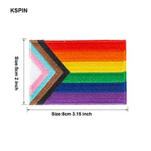 Rainbow pride embroidered patch. Cotton iron-on applique sticker for DIY clothes. Perfect for daily wear and all seasons.