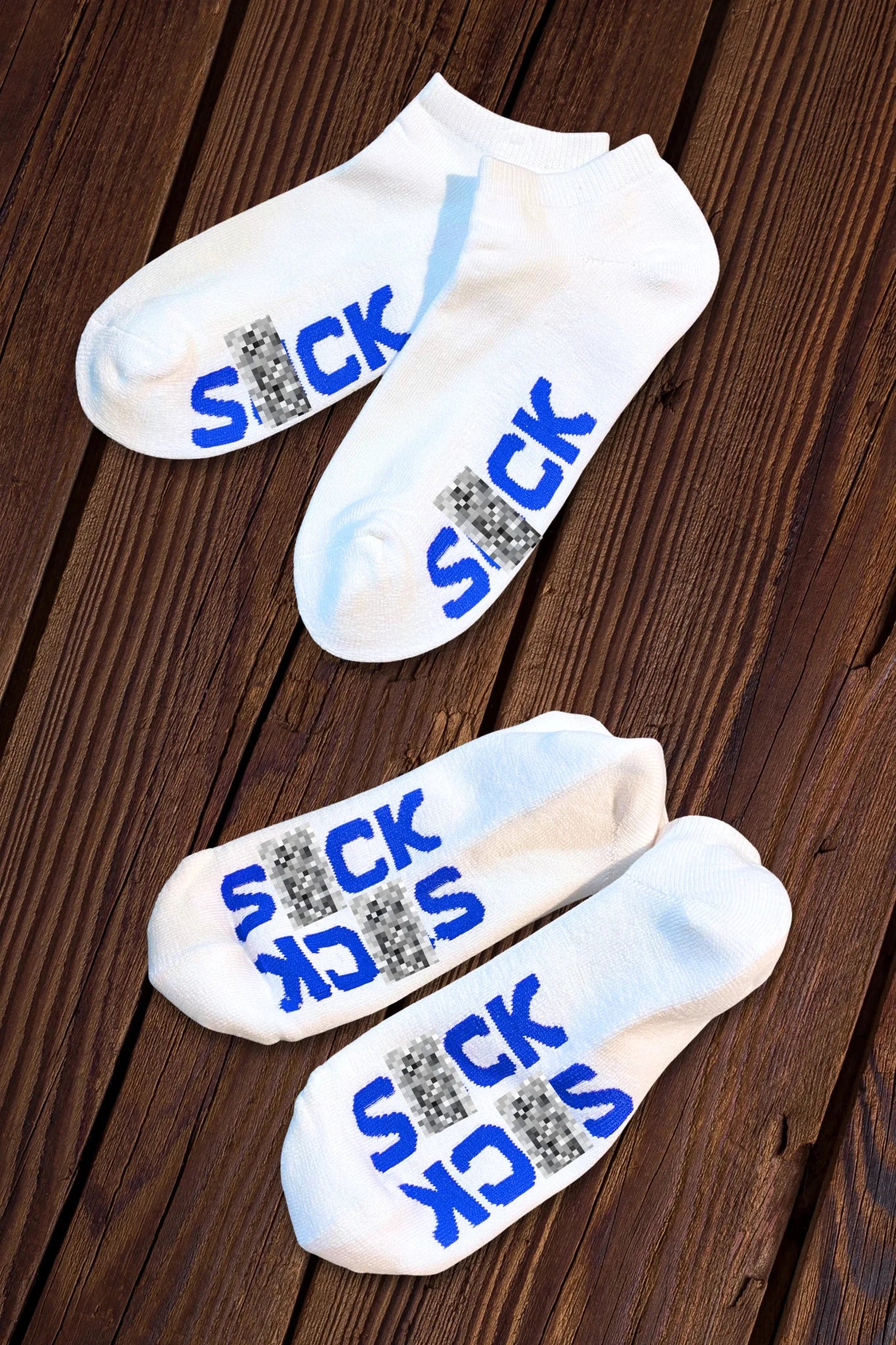 Ankle Socks "S*CK". White + Blue - MSC109 - YX - www.maskulo.berlin - Local store