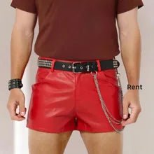 Armed Forces Saddle PU Leather shorts. Red - NSH318-Y1 1 - www.maskulo.berlin Local City Store