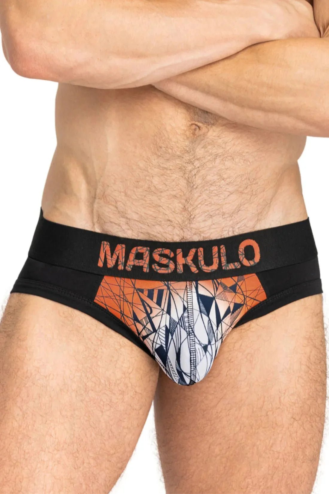 ARMOR Briefs with ART - X effect. Black and Orange - MBR144 - Y3 - www.maskulo.berlin - Local store