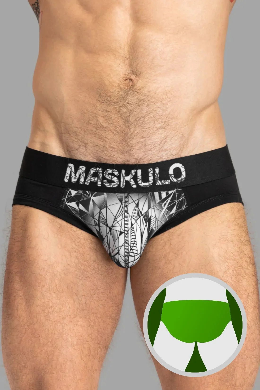 ARMOR Briefs with ART - X effect. Black and White - MBR146 - Y2 - www.maskulo.berlin - Local store