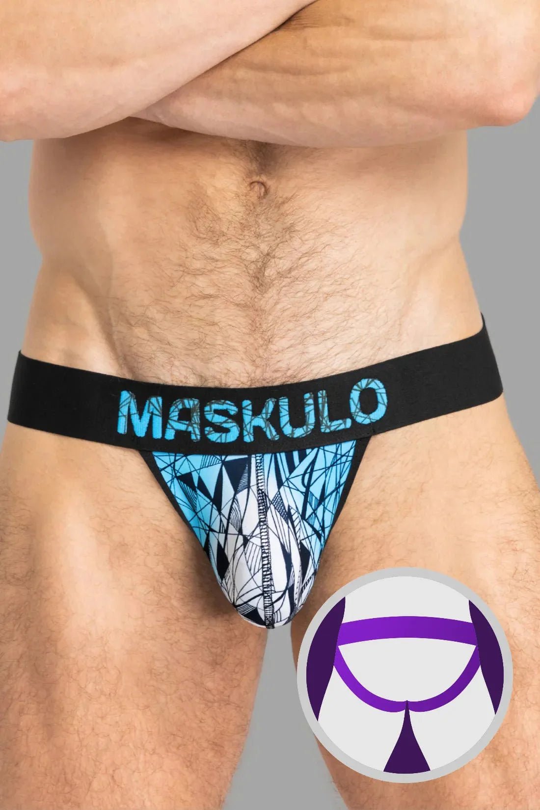 ARMOR Jock with ART - X effect. Black and Blue - MJS156 - Y2 - www.maskulo.berlin - Local store