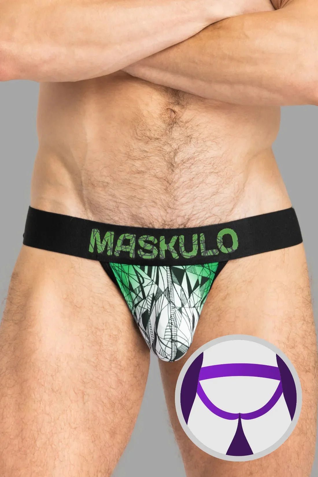 ARMOR Jock with ART - X effect. Black and Green - MJS157 - Y2 - www.maskulo.berlin - Local store