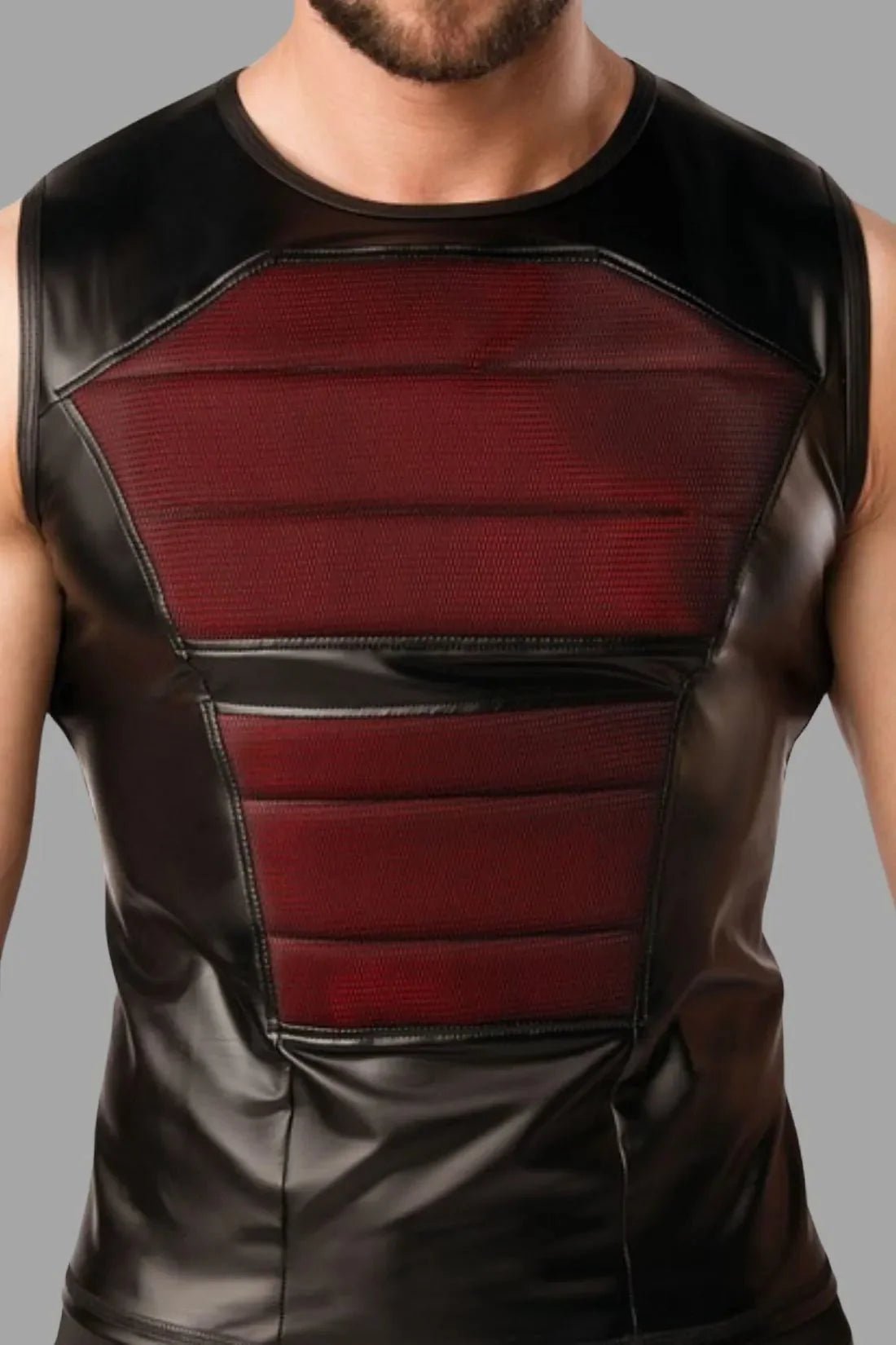 Armored. Color - Under. Men's Tank Top. Front Pads. Black and Red - MTP101 - Y1 - www.maskulo.berlin - Local store