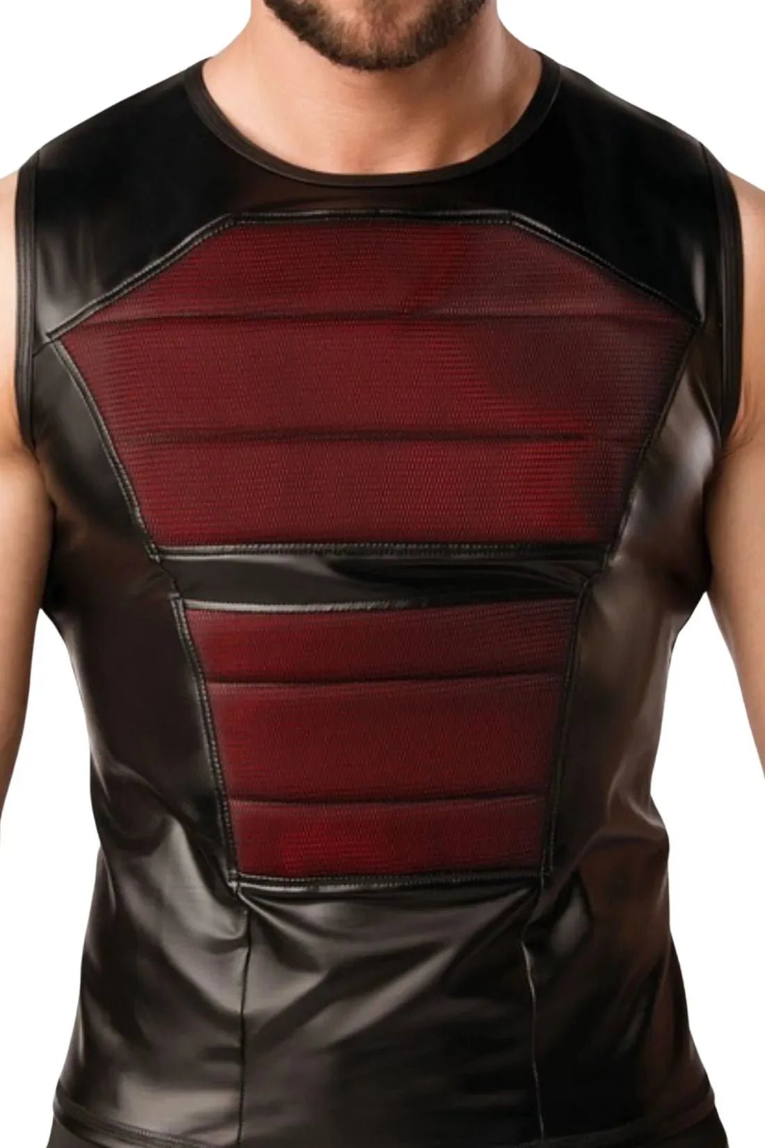 Armored. Color - Under. Men's Tank Top. Front Pads. Black and Red - MTP101 - Y1 - www.maskulo.berlin - Local store