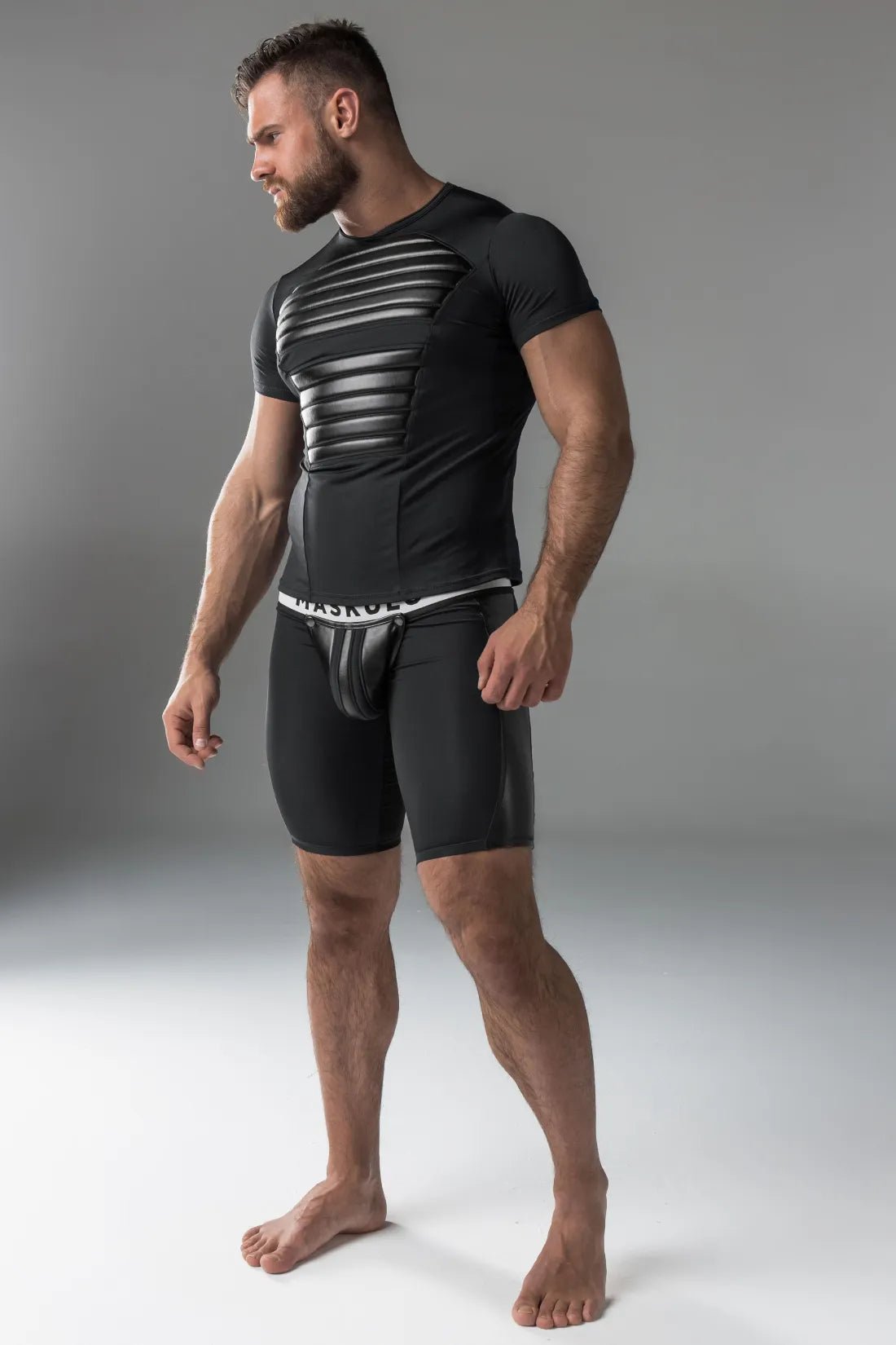Armored. Men's Cycling Shorts. Codpiece. Rear Zipper. Black - MSH109 - Y1 - www.maskulo.berlin - Local store