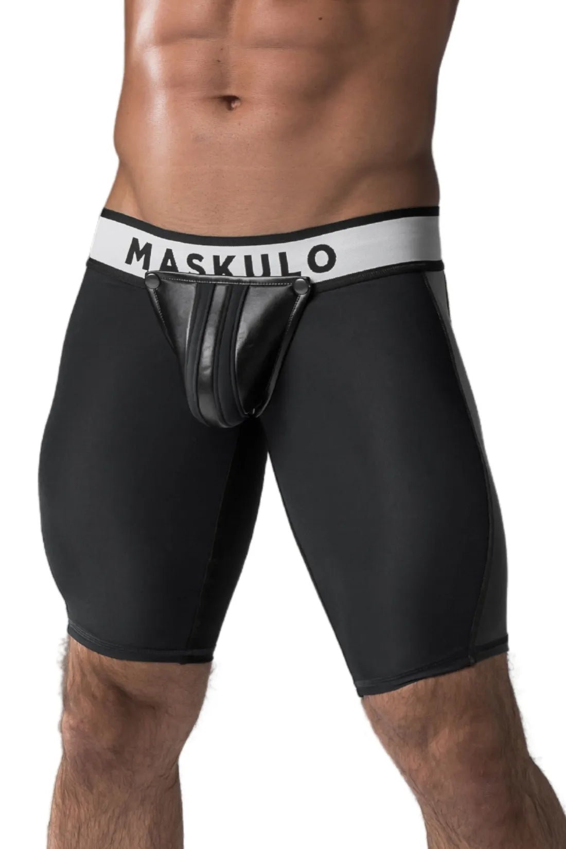 Armored. Men's Cycling Shorts. Codpiece. Rear Zipper. Black - MSH109 - Y1 - www.maskulo.berlin - Local store