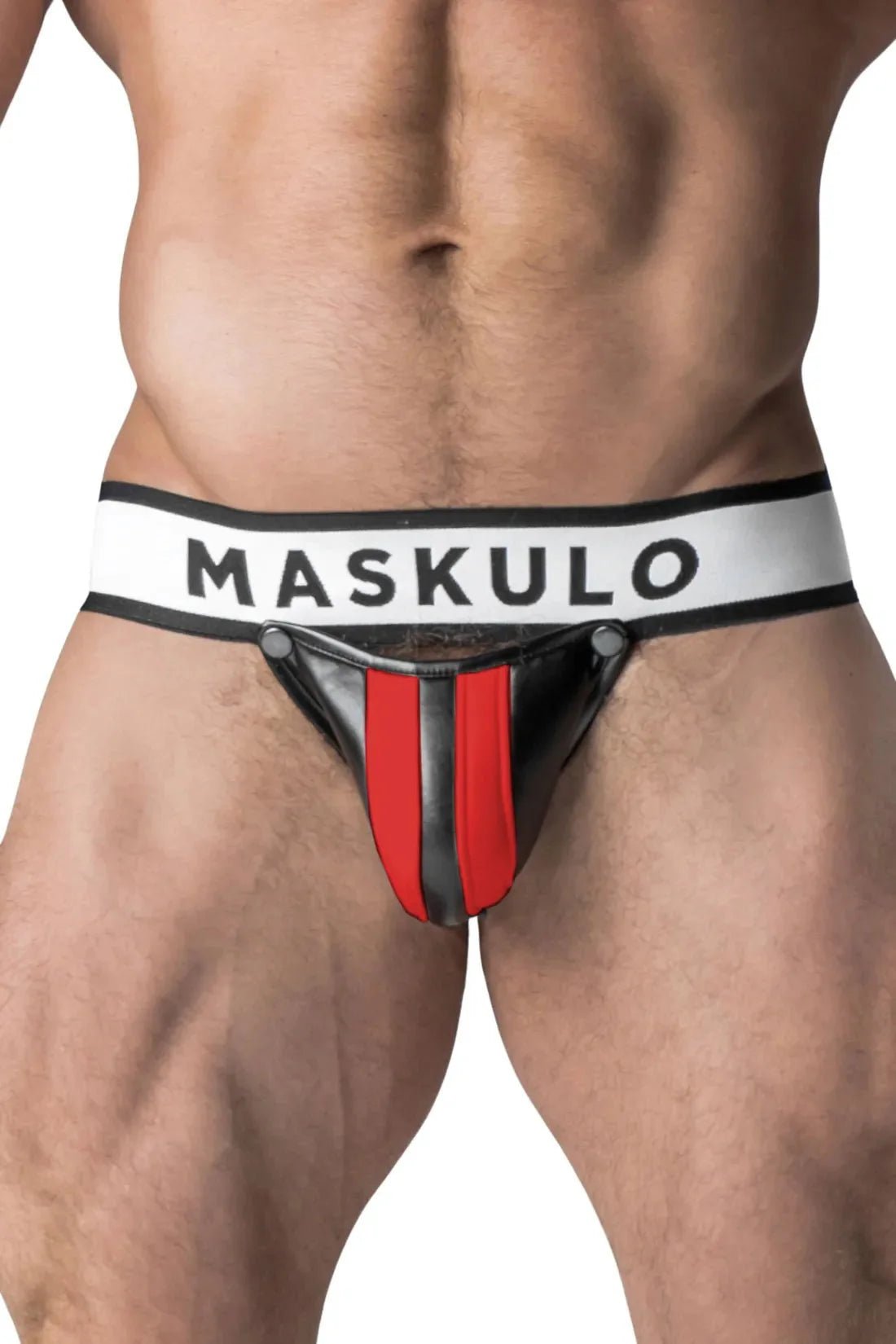 Armored. Men's Jock. Detachable Codpiece. Black and Red - MJS117 - Y4 - www.maskulo.berlin - Local store