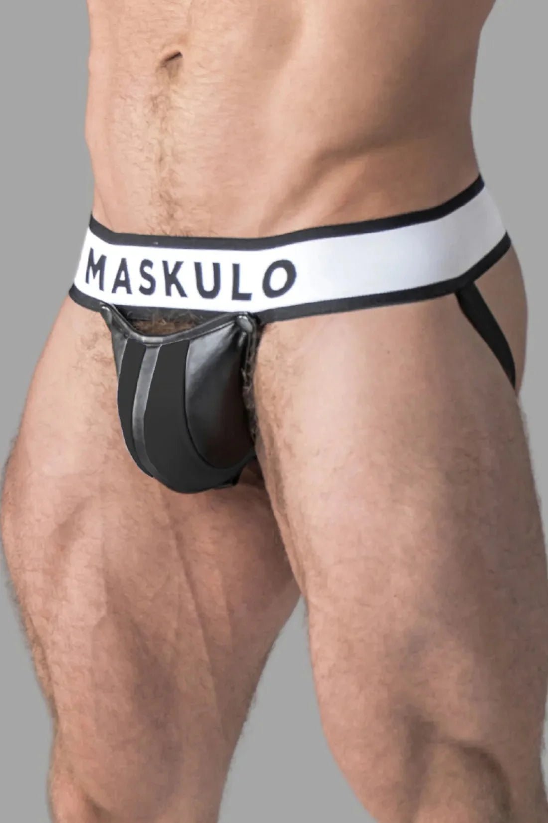 Armored. Men's Jock. Detachable Codpiece. Black and White - MJS121 - Y4 - www.maskulo.berlin - Local store