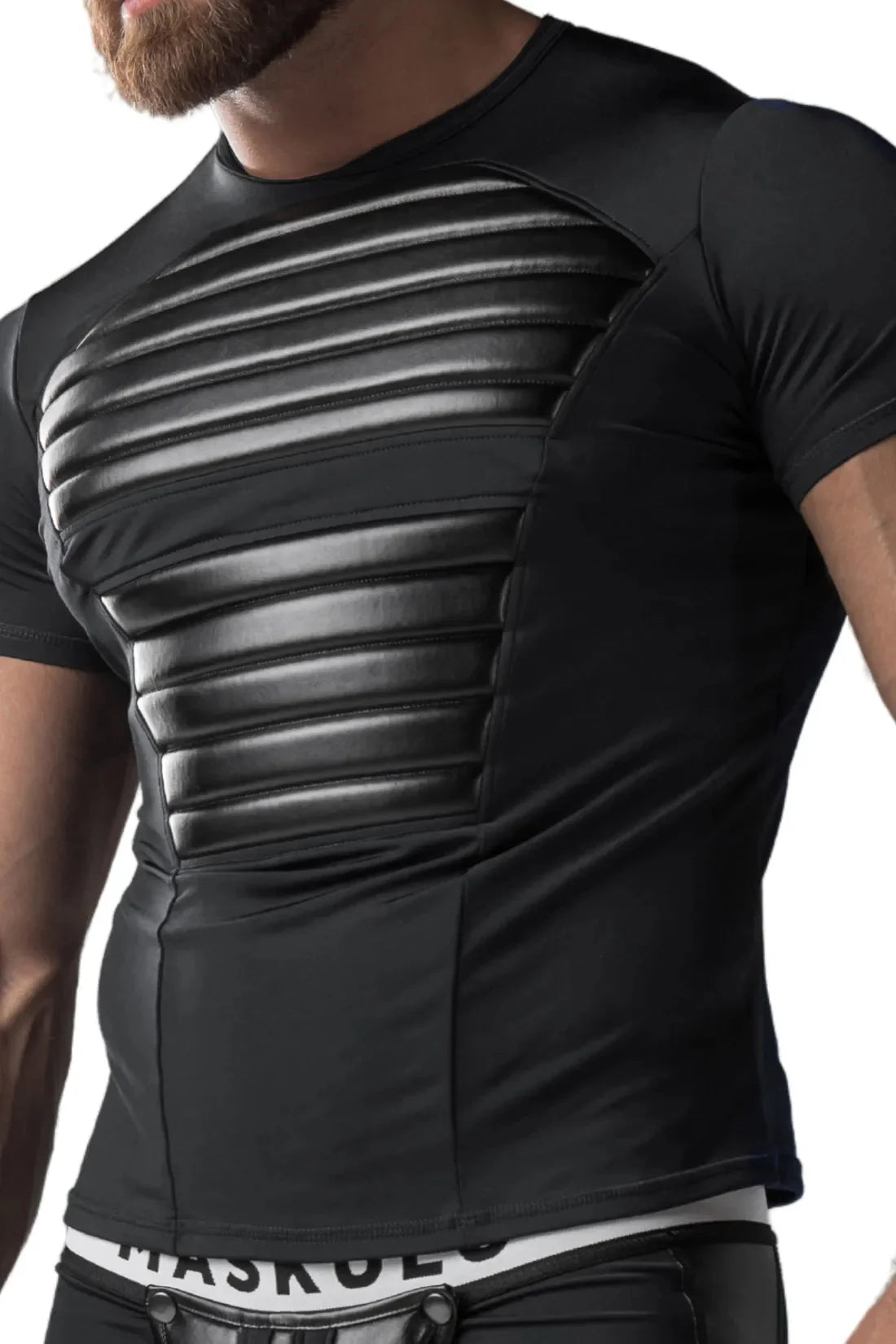 Armored. Men's T-Shirt. Spandex. Front Pads. Black - MTP104 - Y1 - www.maskulo.berlin - Local store