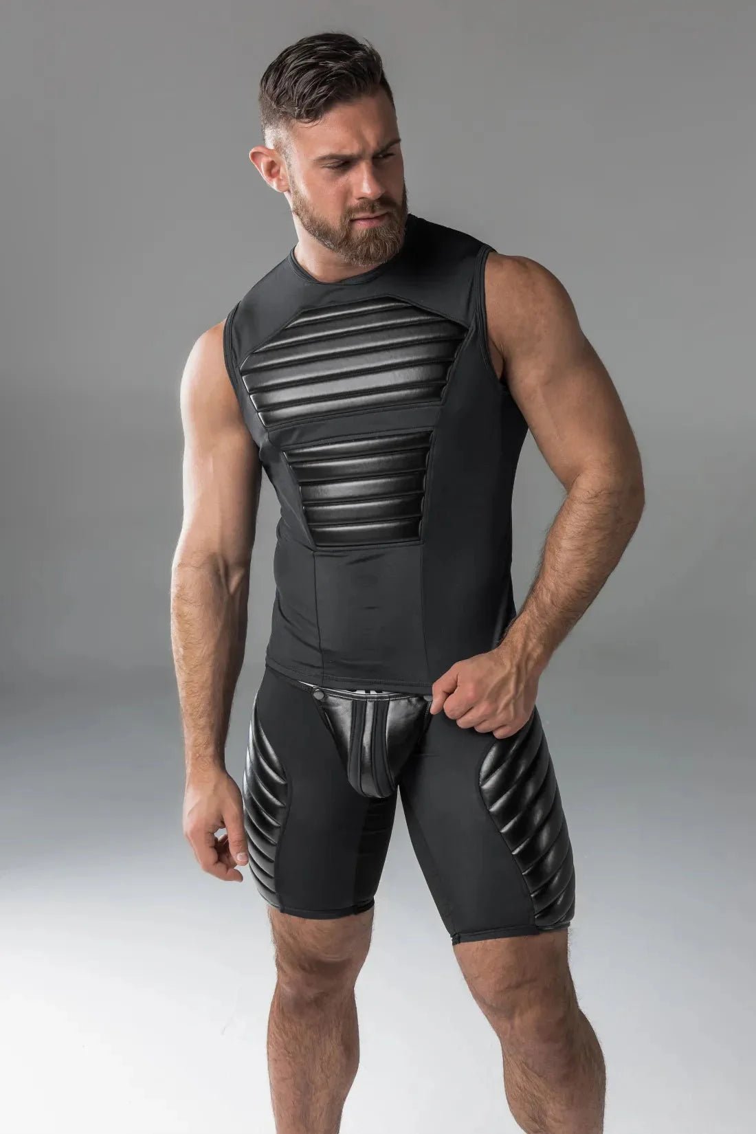 Armored. Men's Tank Top. Spandex. Front Pads. Black - MTP107 - Y1 - www.maskulo.berlin - Local store