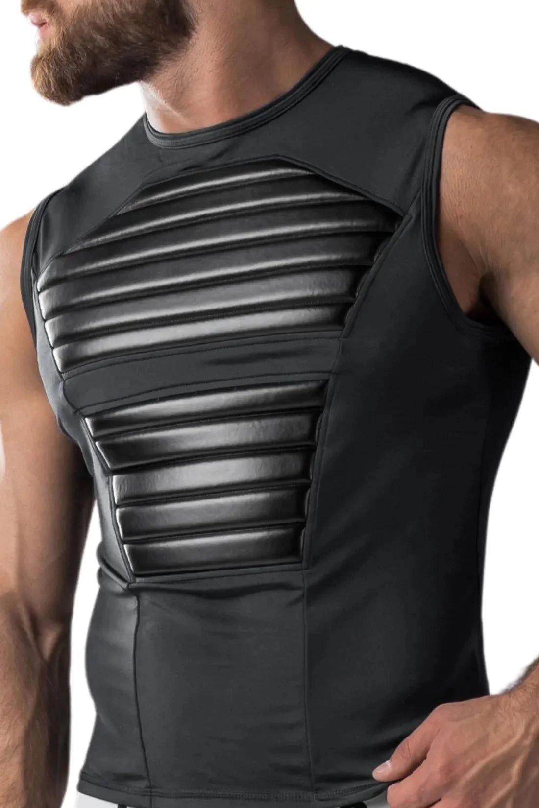 Armored. Men's Tank Top. Spandex. Front Pads. Black - MTP107 - Y1 - www.maskulo.berlin - Local store