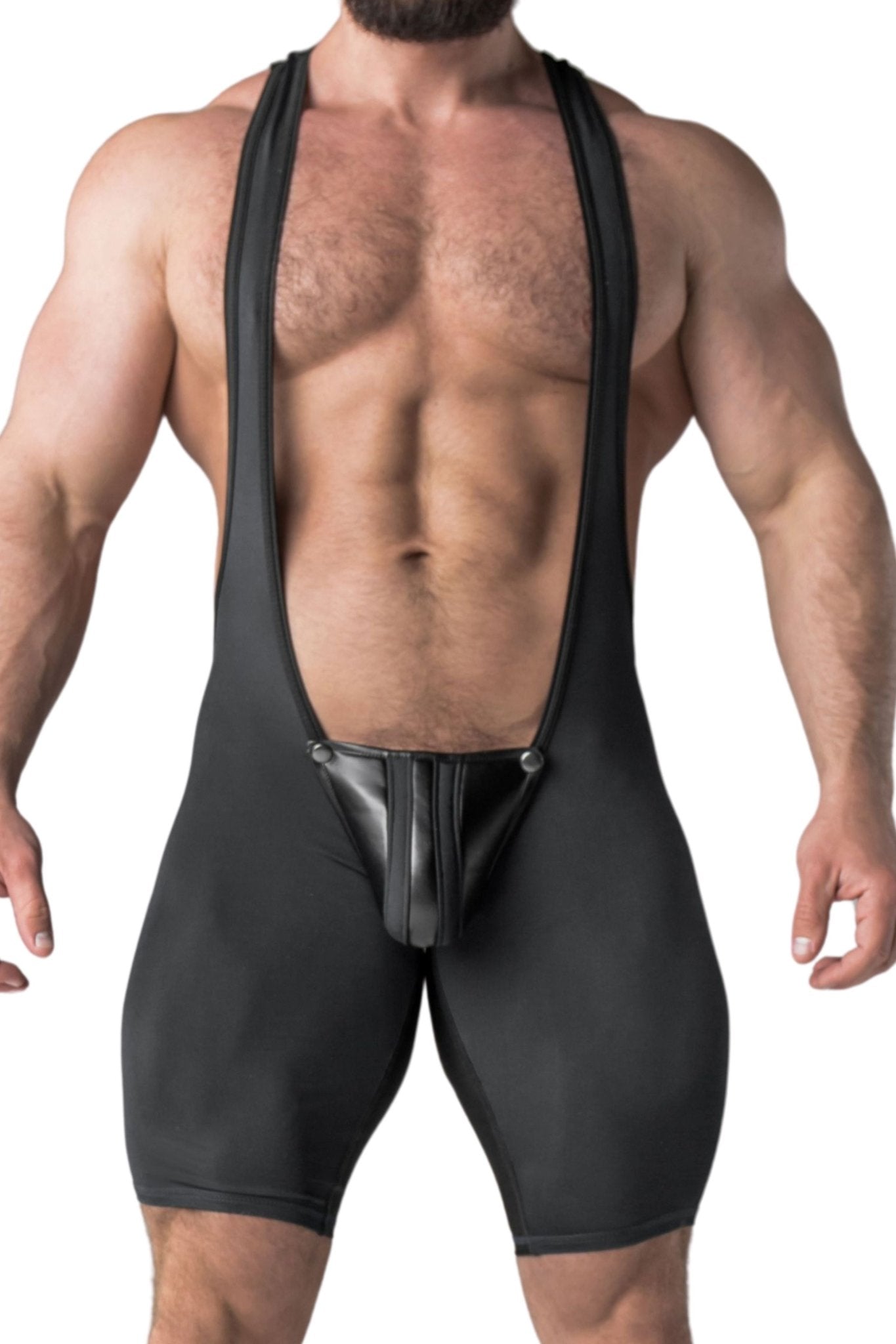Armored. Men's Wrestling Singlet. Codpiece. Open rear. Black - MWS103 - Y1 - www.maskulo.berlin - Local store