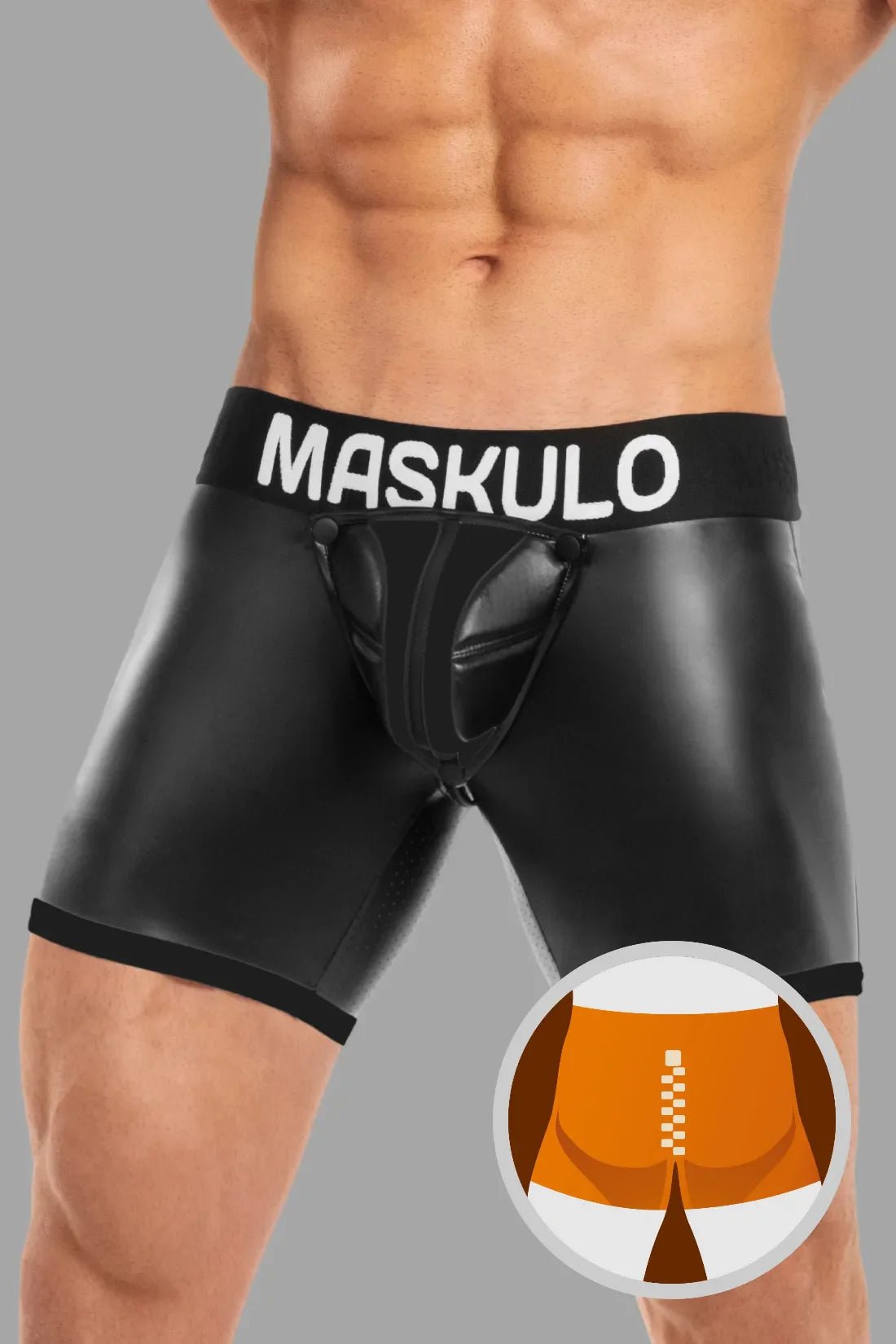 Basic Shorts with Pads. Zippered rear. Black - MSH115 - Y2 - www.maskulo.berlin - Local store
