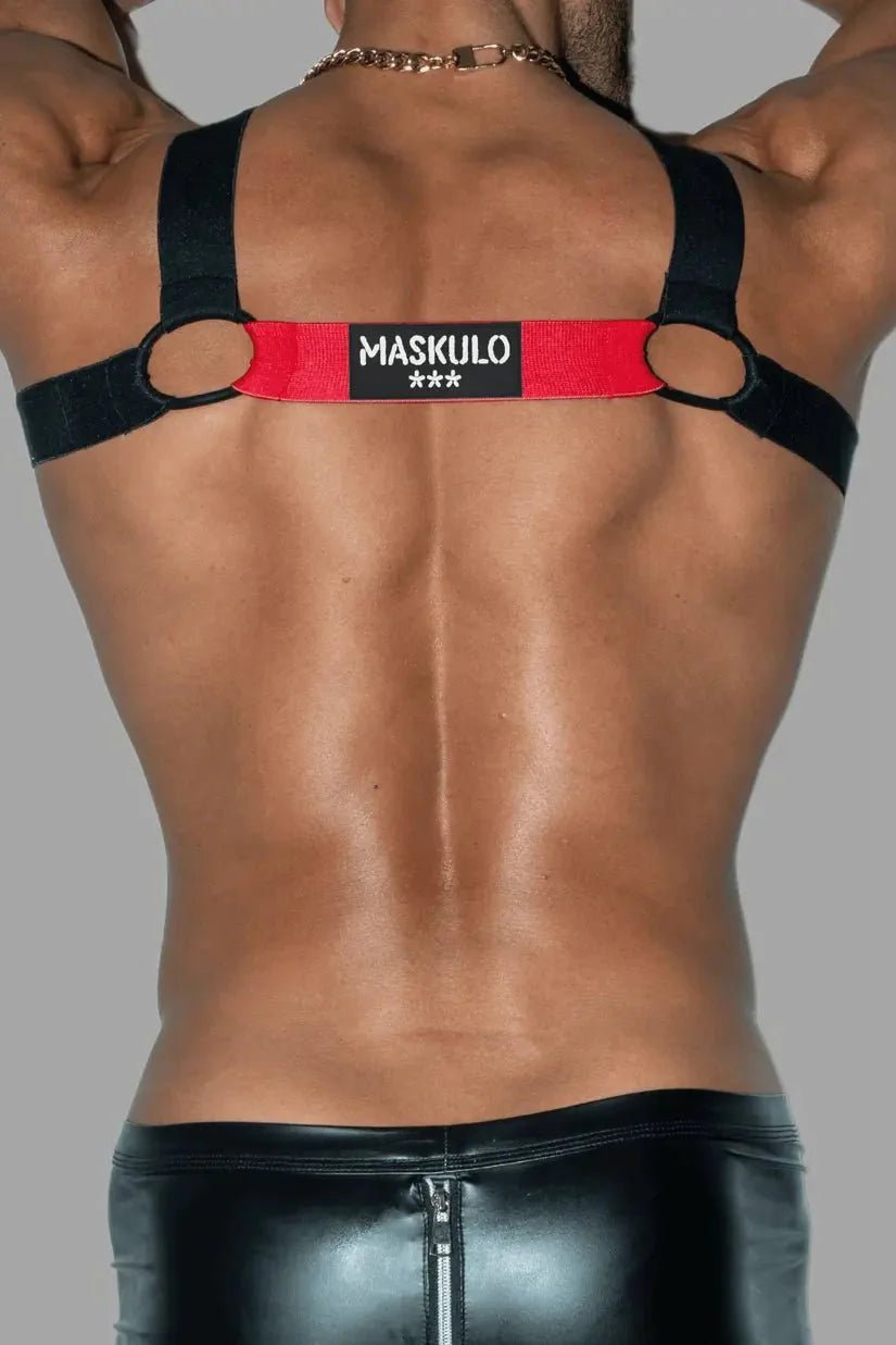 Blake Tropix. Elastic Bulldog Harness. Red - MHR212 - Y1 - www.maskulo.berlin - Local store