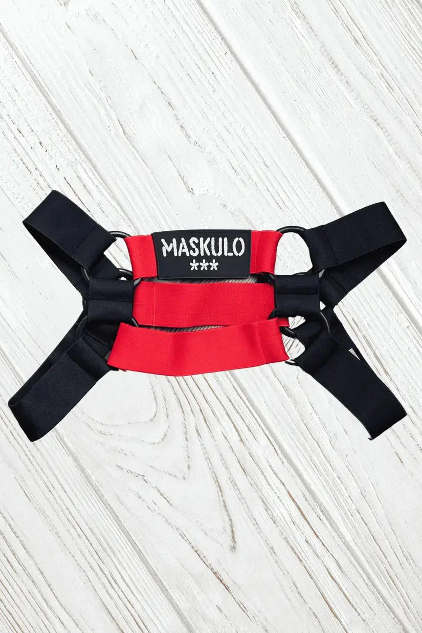 Blake Tropix. Elastic Bulldog Harness. Red - MHR212 - Y1 - www.maskulo.berlin - Local store