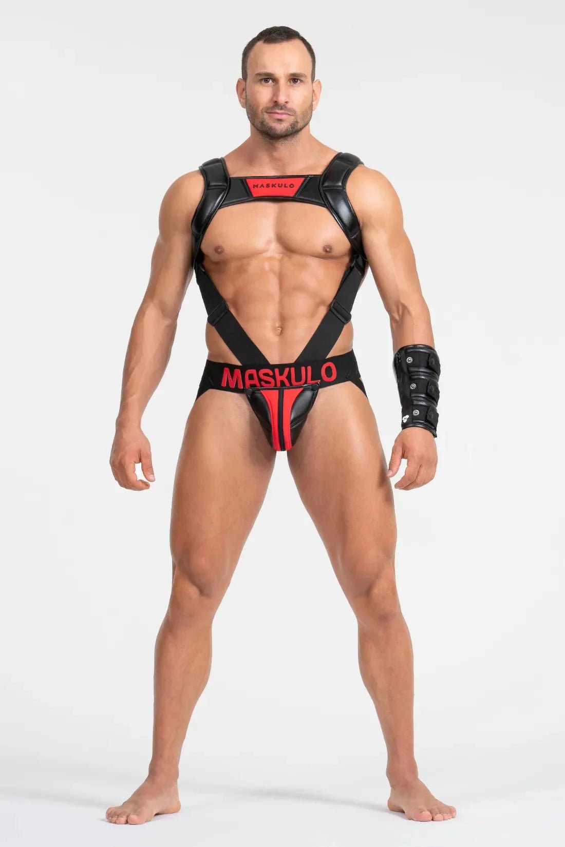 Body Harness with Push - up Effect. Black and Red - MHR119 - Y5 - www.maskulo.berlin - Local store