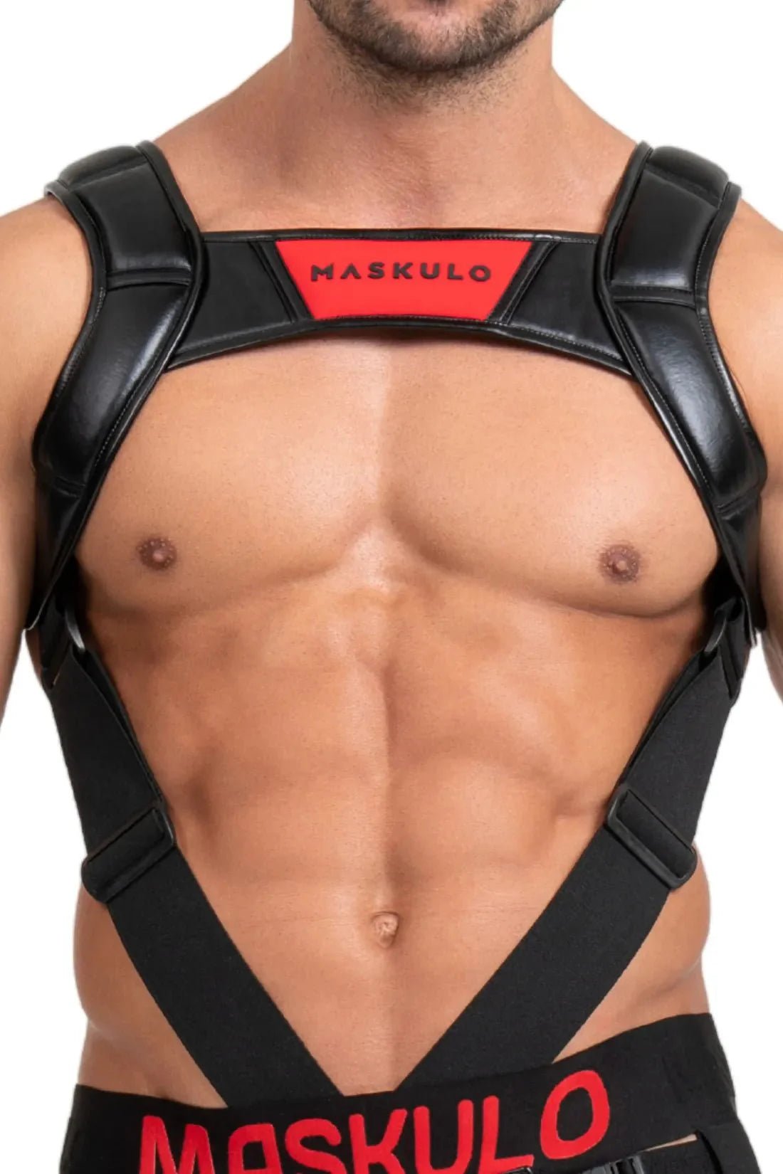 Body Harness with Push - up Effect. Black and Red - MHR119 - Y5 - www.maskulo.berlin - Local store