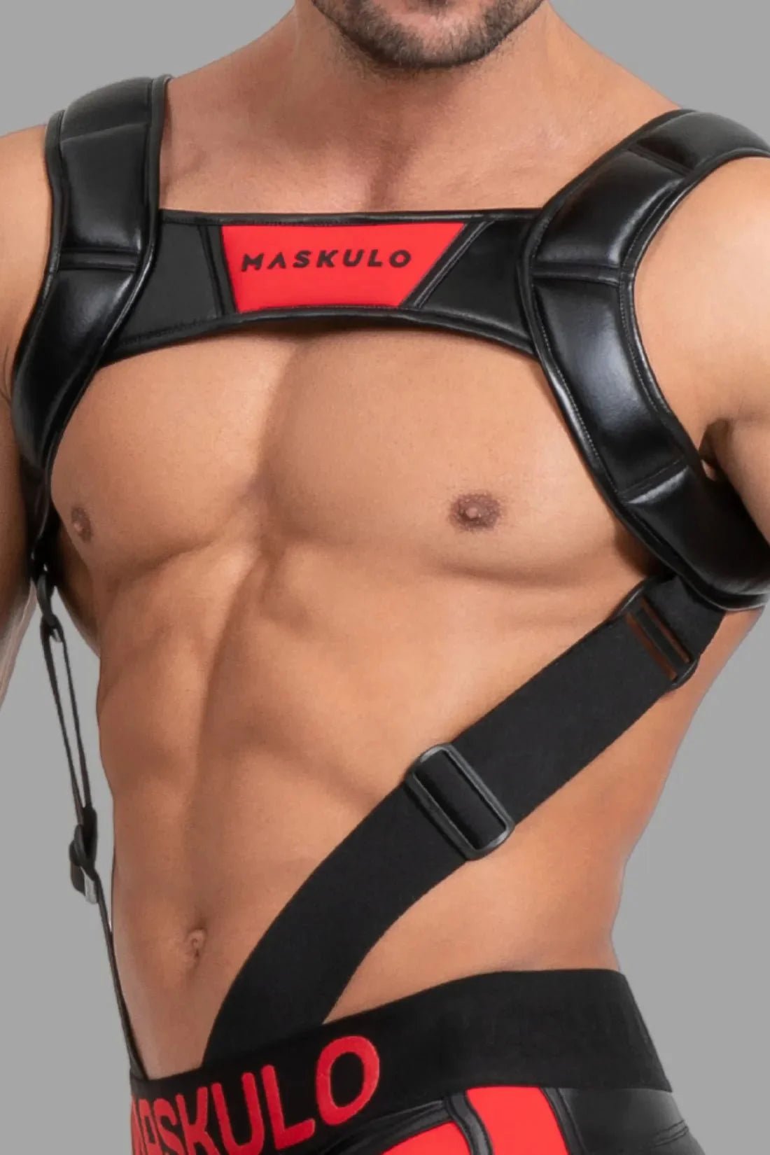 Body Harness with Push - up Effect. Black and Red - MHR119 - Y5 - www.maskulo.berlin - Local store