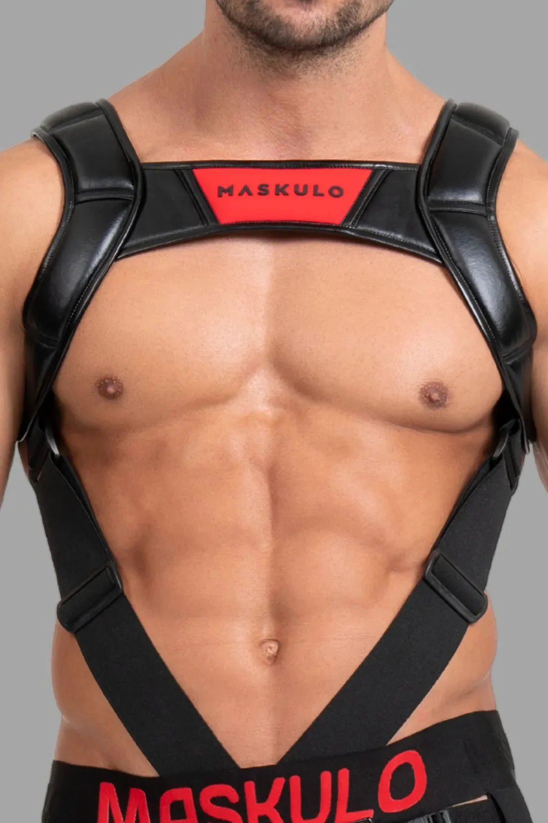 Body Harness with Push - up Effect. Black and Red - MHR119 - Y5 - www.maskulo.berlin - Local store