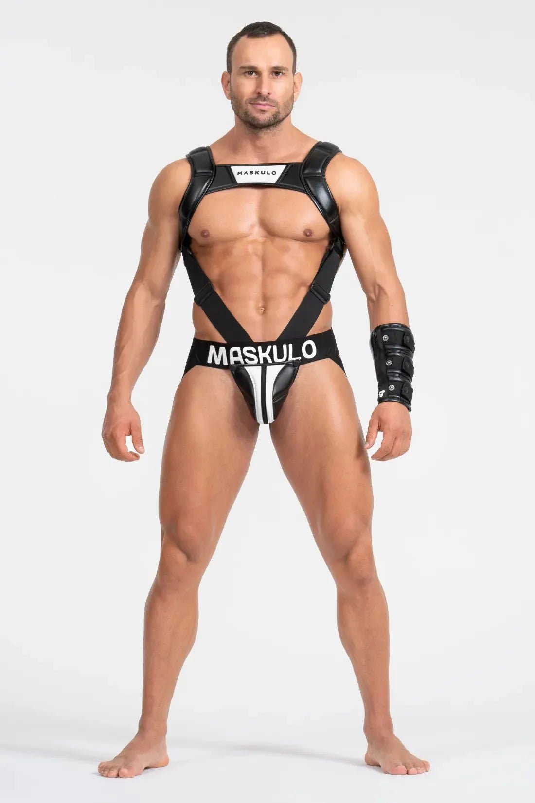 Body Harness with Push - up Effect. XXL size. Black and White - MHR120 - Y5 - www.maskulo.berlin - Local store