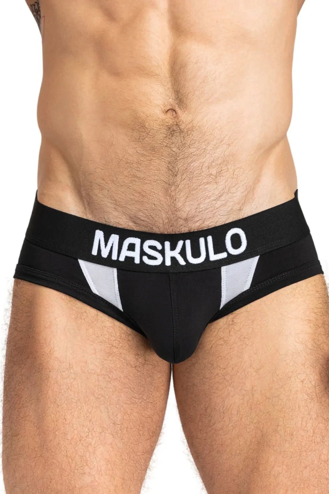 Captain-A Briefs With O-Inside-Pouch. Black And White - MBR143-Y1 6 - www.maskulo.berlin Local City Store