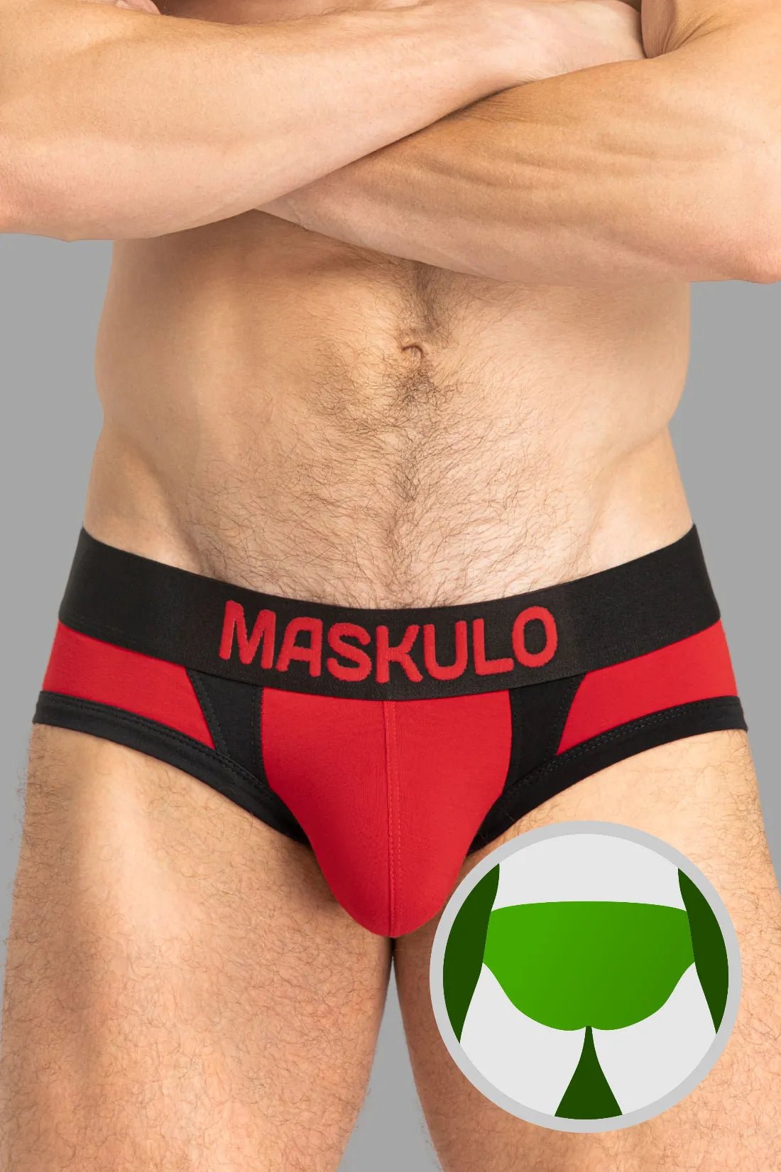 CAPTAIN - A Briefs with O - Inside - POUCH. Red and Black - MBR142 - Y3 - www.maskulo.berlin - Local store