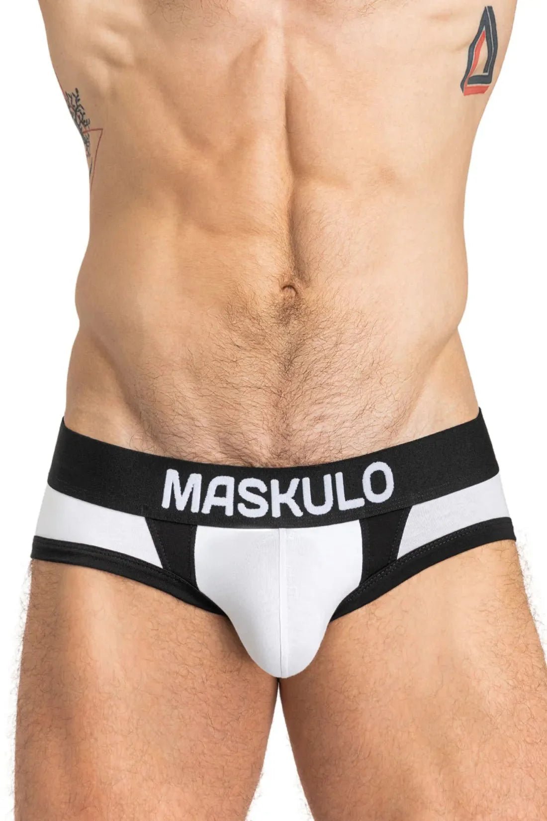 CAPTAIN - A Briefs with O - Inside - POUCH. White and Black - MBR140 - Y3 - www.maskulo.berlin - Local store