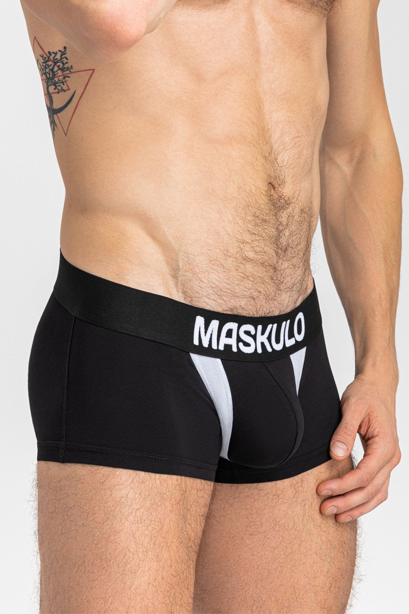 CAPTAIN - A Trunk Shorts with O - Inside - POUCH. Black+White - MTR112 - Y2 - www.maskulo.berlin - Local store