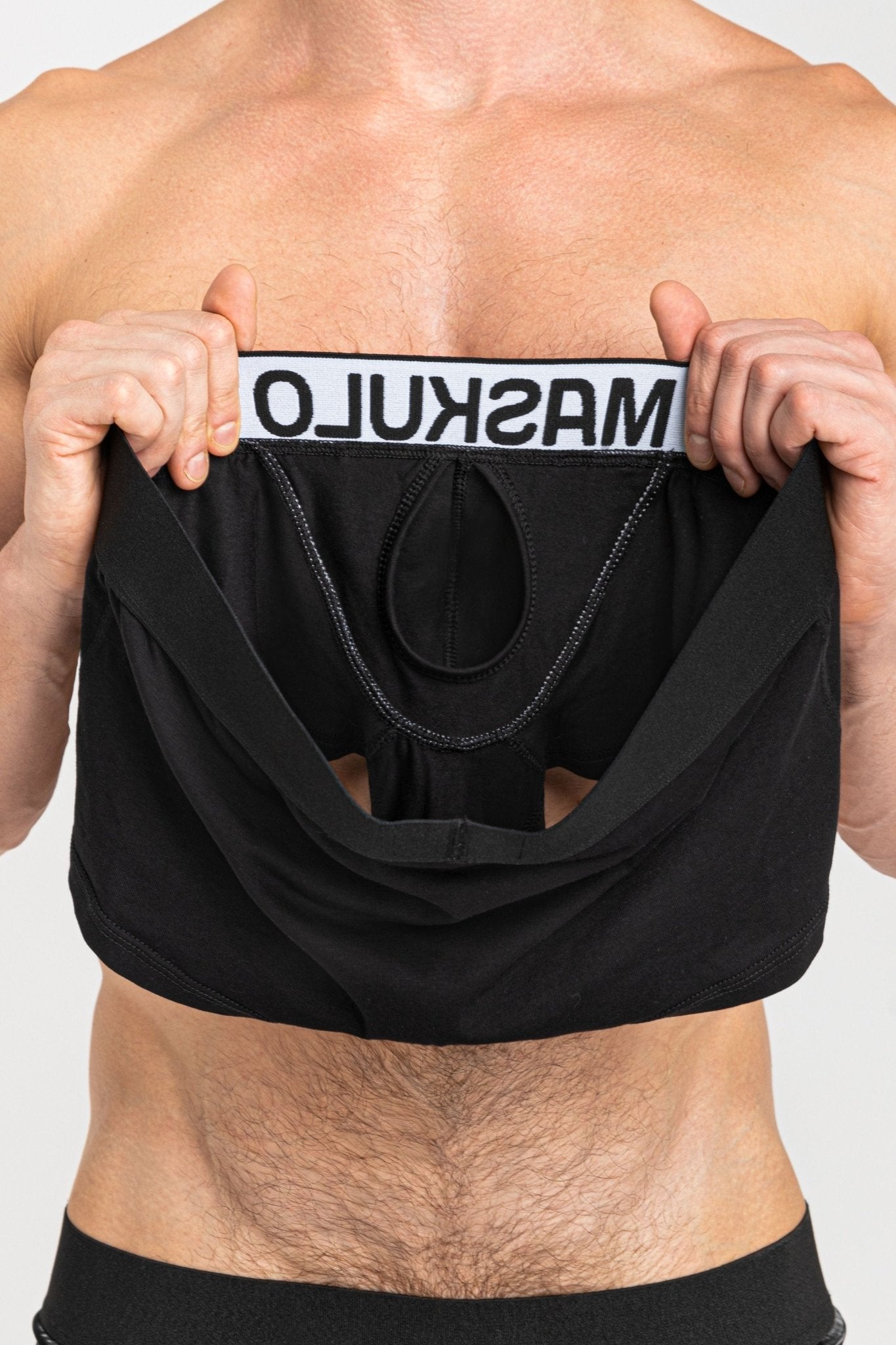 CAPTAIN - A Trunk Shorts with O - Inside - POUCH. Black+White - MTR112 - Y2 - www.maskulo.berlin - Local store