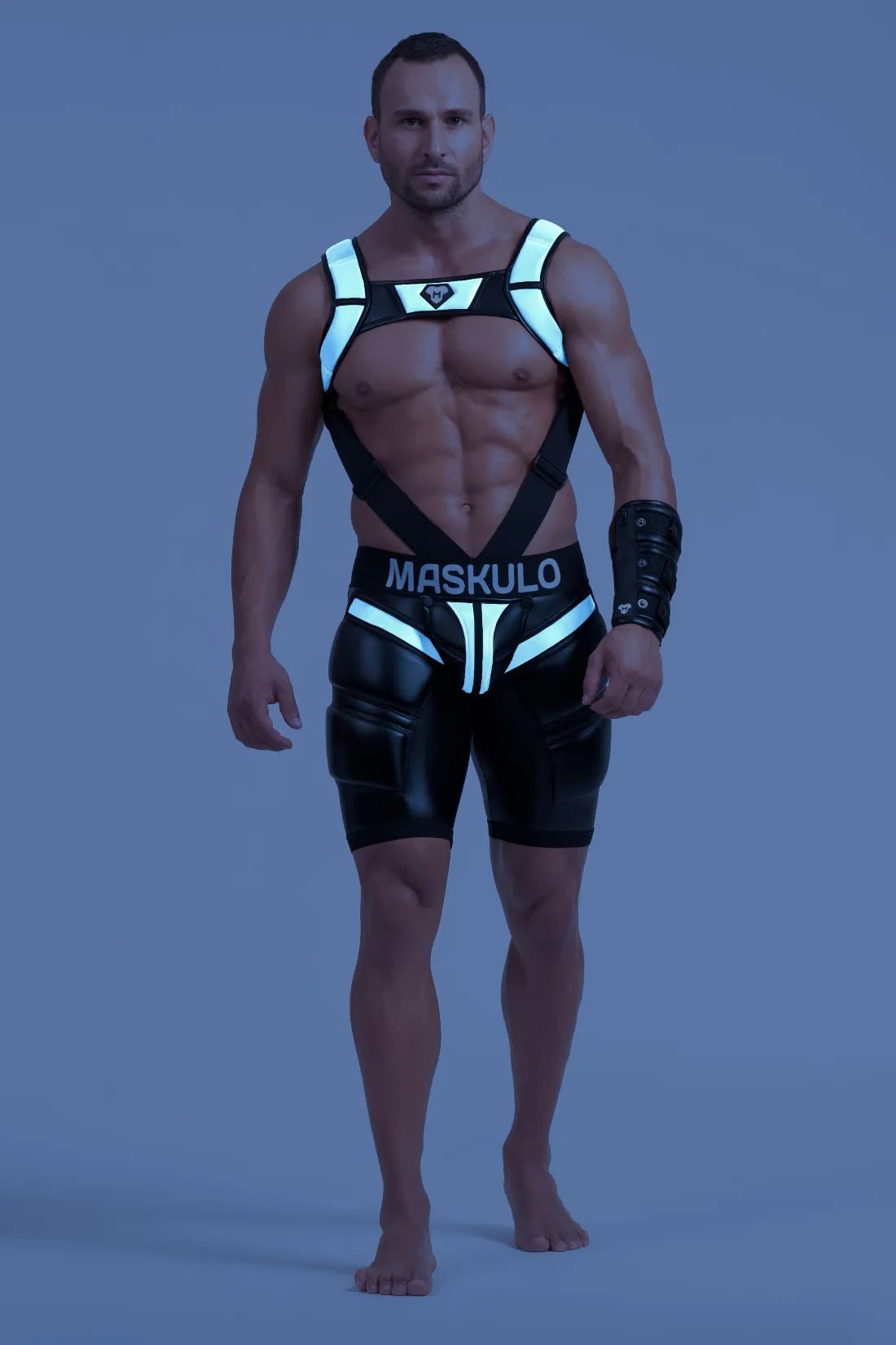 Cycling Shorts S size. 'Big Bulge'. Black and Grey Reflective Light - MSH112 - Y1 - www.maskulo.berlin - Local store