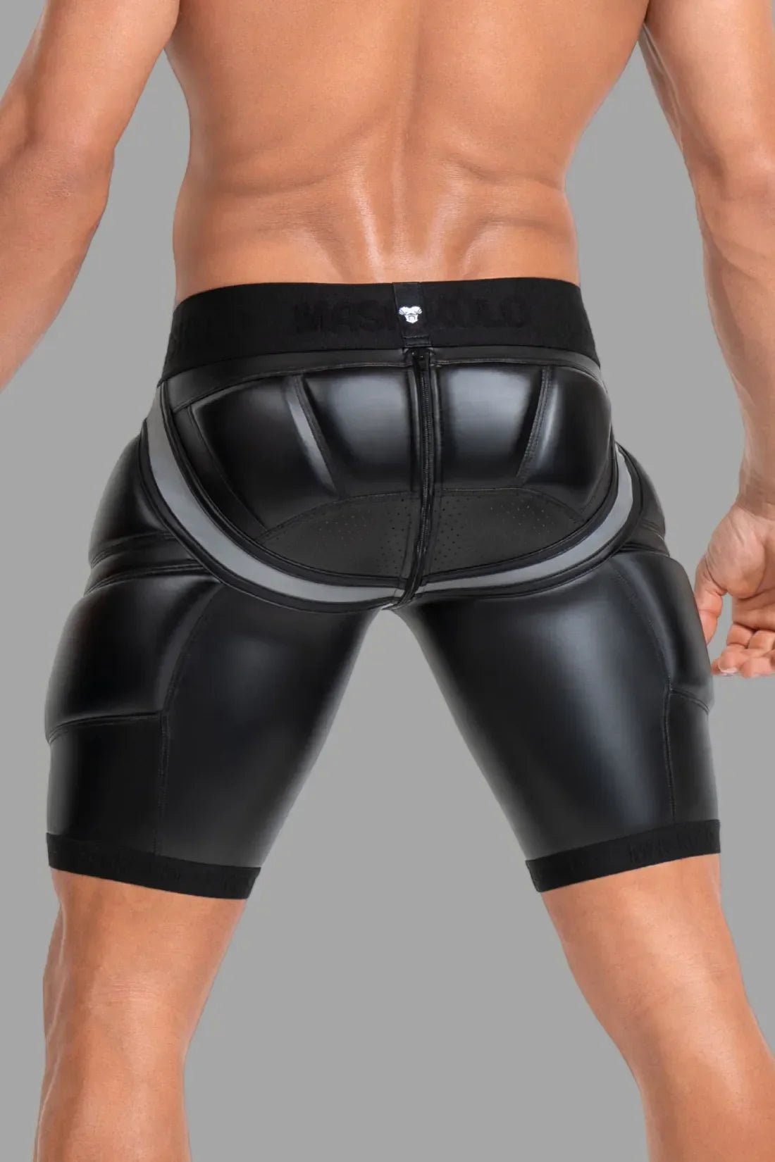 Cycling Shorts S size. 'Big Bulge'. Black and Grey Reflective Light - MSH112 - Y1 - www.maskulo.berlin - Local store